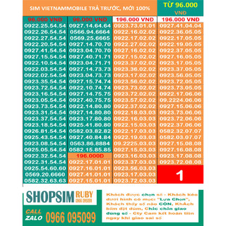 Sim đẹp 09 mạng vietnamobile, sim trả trước, , mới 100%, được chuyển ngay 03 mạng chính: mobi, vina, viettel