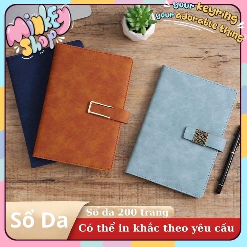Sổ tay ghi chép chất liệu da PU dày 80G A5 200 trang cao cấp notebook tập lên kế hoạch-Minkey