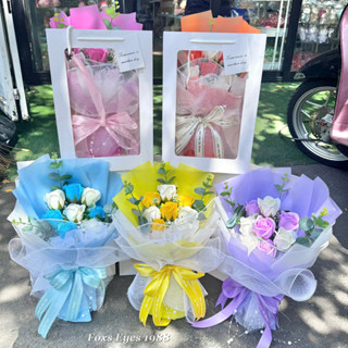  Bó Hoa Sáp 8 Bông Kèm Túi Giấy Bóng Kính Theo Tone Màu Quà Tặng Ngày Lễ Valentine Quốc Tế Phụ Nữ Dịp Lễ 