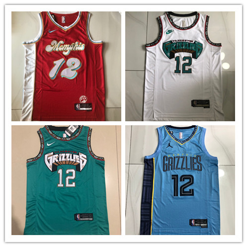 Áo thêu đầy đủ 2025 Grizzlies No.12 Morant Basketball Jersey City Edition Jersey Irving Curry