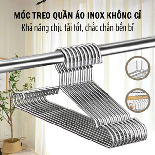 Móc Treo Quần Áo INOX 304 Loại Dày Móc Phơi Quần Áo Người Lớn Kích Thước 32-42cm chất Liệu inox chịu lực cao