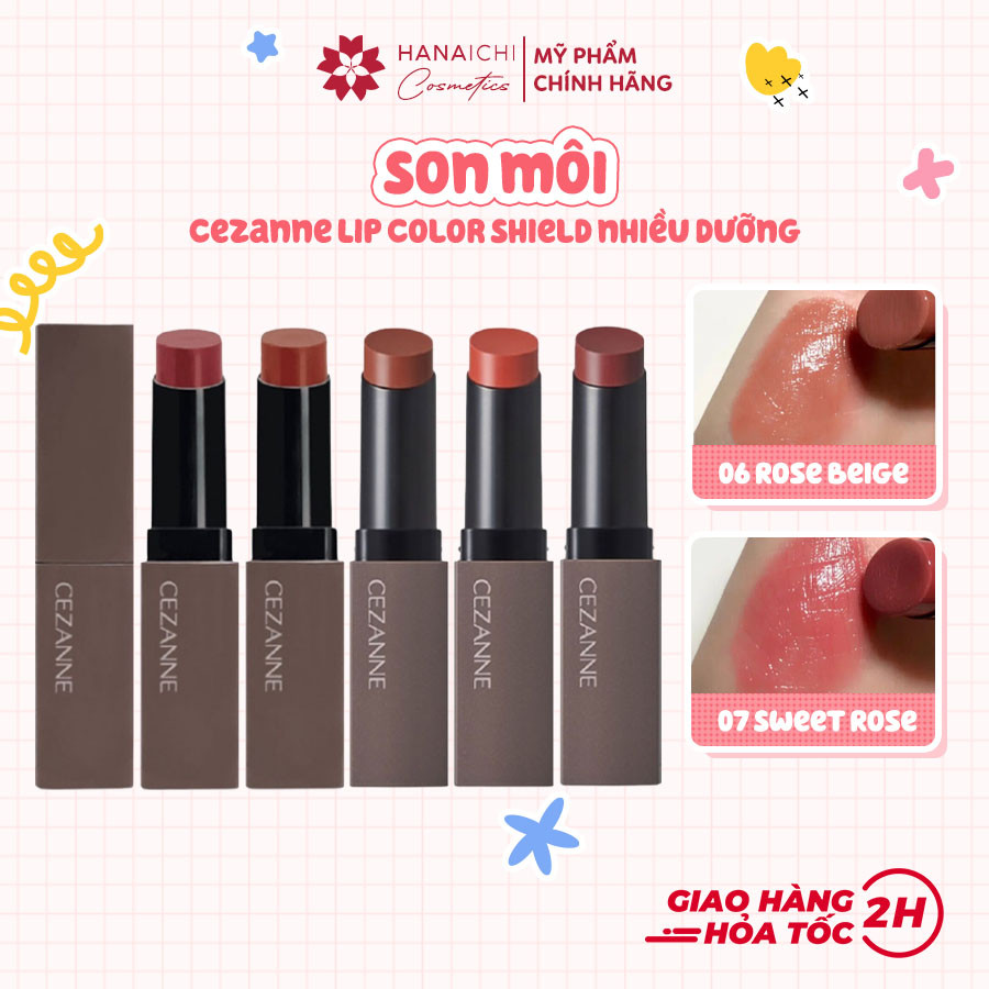 Son môi Cezanne Lip Color Shield gel mượt dưỡng ẩm 3.7g - Nội địa Nhật