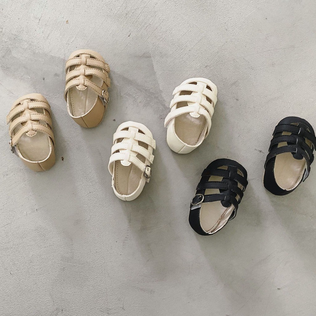 Mùa Xuân Mùa Hè Nam Nữ Bé Rỗng Đế Mềm Thoáng Khí Unisex Phong Cách Dép Sơ Sinh Tập Đi Giày