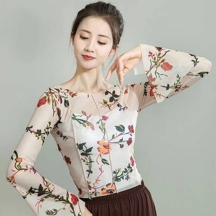 Classical Dance New Top Modern Dance Practice Clothes Slim Print Dance Costume Women G8xZ