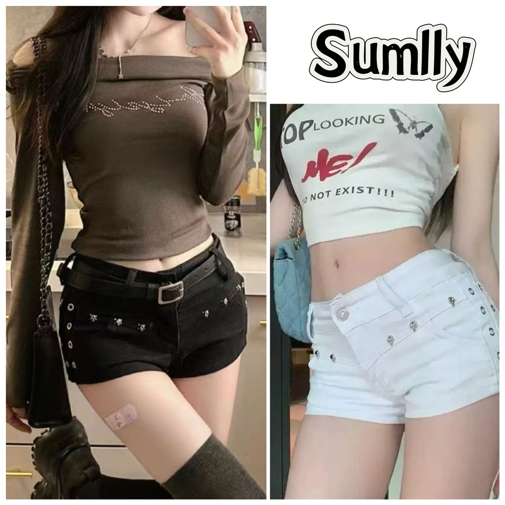 Mùa Hè Bán Thấp Eo Đinh Tán Quần Short Denim Nóng Gợi Cảm Quần Short Nữ Ngắn Quần ÔmQuần Short Nữ | BigBuy360 - bigbuy360.vn