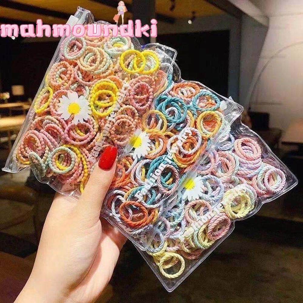MAHMOUNDKI 100 Cái / túi Trẻ Em Dây Buộc Tóc Cao Su Dây Buộc Tóc Đáng Yêu Scrunchies Dây Buộc Tóc