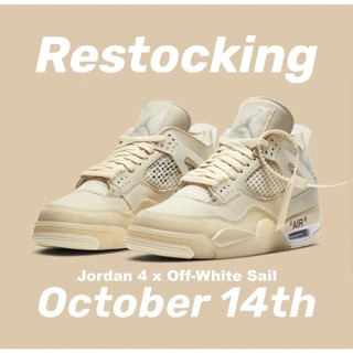 Giày Thể Thao Air Jordan 4 Off-White Sail Màu Vàng Nhạt