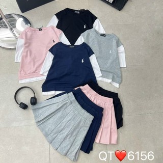 Set ngựa áo pha tay chân váy ngắn xếp ly hàng QCL1 tag Mina
