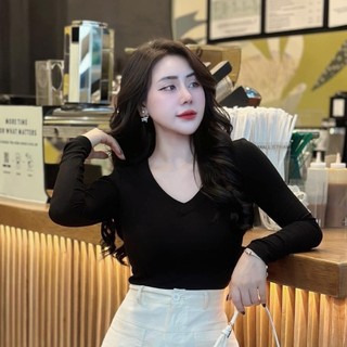 ÁO CỔ TIM TAY DÀI TRƠN BASIC
