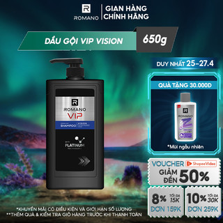 Dầu gội cao cấp Romano Vip Vision sang trọng cuốn hút 650g/chai