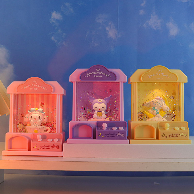 [Hộp nhạc đèn ngủ] Tượng nhỏ hành động Sanrio Melody Kuromi Phim hoạt hình dễ thương Cinnamoroll Mô hình đèn ngủ Búp bê để bàn Trang trí ô tô Tượng đồ chơi Quà tặng sinh nhật cho bé trai bé gái Kid