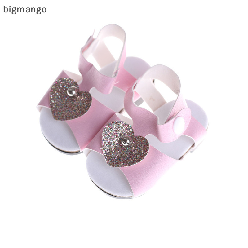 Bigmango 18 Inch Mỹ Bé Gái Búp Bê Giày Trái Tim Ngọc Trai Sandal Phù Hợp Với 43cm Bé Sinh Búp Bê WED