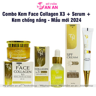 Combo kem face collagen x3 đông trùng hạ thảo đông anh, serum + kem chống nắng, mẫu mới 2024 chính hãng