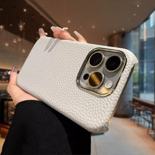 Ốp Điện Thoại Da Cao Cấp Cho IPhone 15 Pro Max 14 13 12 Pro Max 11 Khung Ống Kính Mạ Sang Trọng Vỏ Cứng Thời Trang Vỏ Chống Sốc