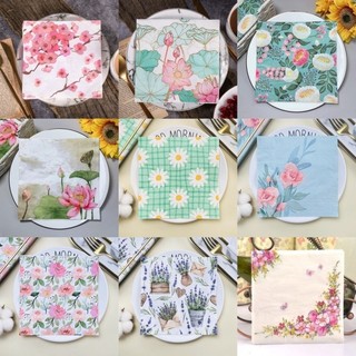 Khăn giấy hoa in khăn giấy khăn ăn trang trí serviettes 20 cái / gói