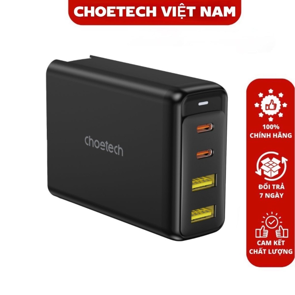 Củ sạc nhanh GAN 140w đa năng chân cắm có thể gấp gọn và thay đổi CHOETECH PD6005 (Hàng chính hãng)