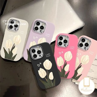 Dành Cho Oppo A5s A58 A57 A78 A79 A15s A17 A7 A53 A54 A3s A74 A55 A18 A35 A15 A17K A16 A5 A9 A12 A38 A52 A76 A77 A11 A98 Reno 5F 4F 5 Tranh Sơn Dầu Hoa Tulip Tươi Mạ Kim Loại Ốp lưng