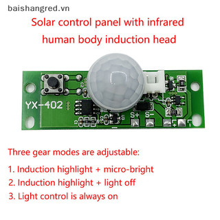 Brvn 1pc 3.7v diy bảng đèn năng lượng mặt trời cảm biến điều khiển đèn ngủ mô đun bộ điều khiển hồng ngoại cơ thể con người cảm ứng bảng mạch năng lượng mặt trời brvn