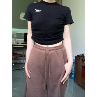 Phong Cách Mới Phiên Bản Hàn Quốc Hợp Thời Trang Ngắn Áo Thun Cotton Nguyên Chất Mùa Hè Thời trang Phong Cách Ôm Ôm Ôm Hơn Nhìn Rộng Xếp Ly Cao Cấp Tất Cả Trận Đấu Không Đều Top