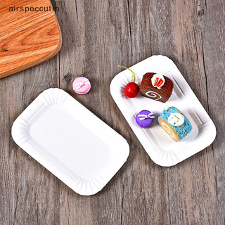Airspecutin 50 / 100 Chiếc Khay Bánh Hình Chữ Nhật Đĩa Giấy Trắng Dùng Một Lần Đĩa Giấy Ăn Tối EN