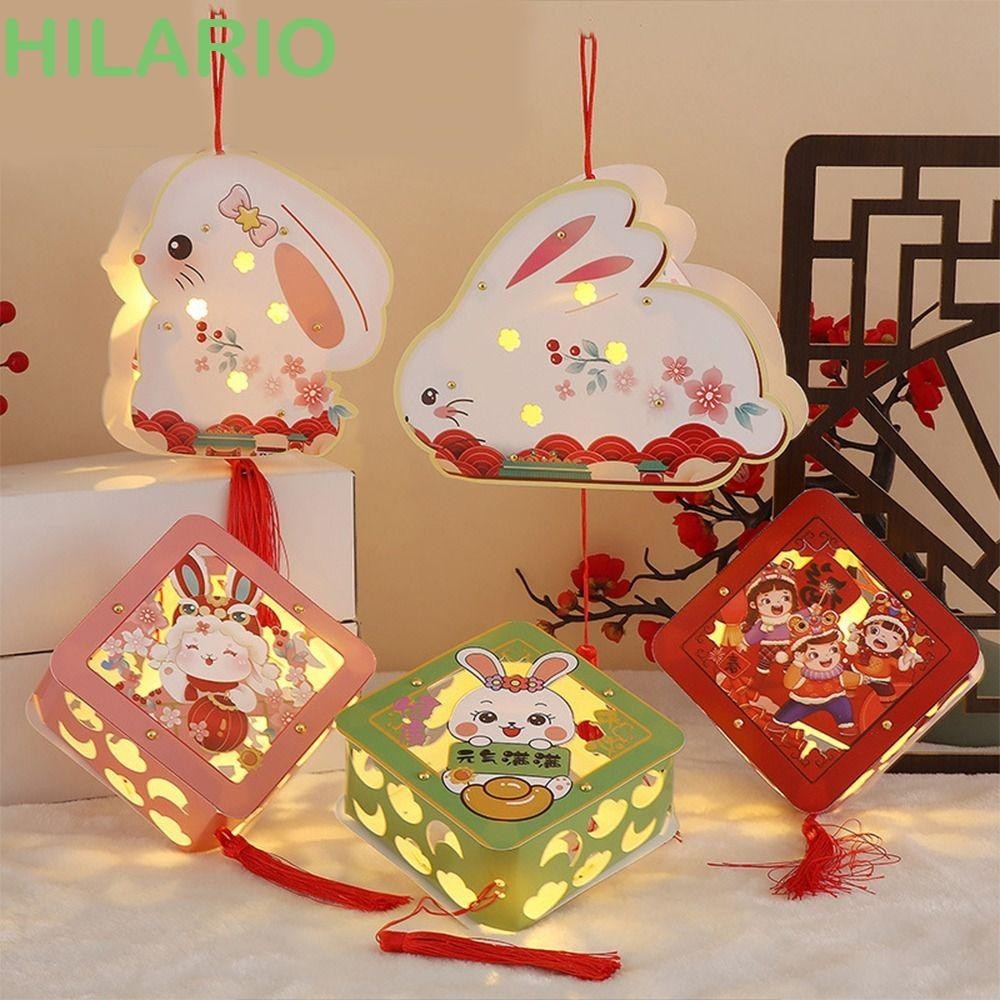 Chất liệu tự làm đèn lồng HILARIO, có đèn LED Đèn lồng phong cách Trung Quốc thủ công, Chúc may mắn cổ xưa Trang trí lễ hội đèn lồng trung thu phát sáng