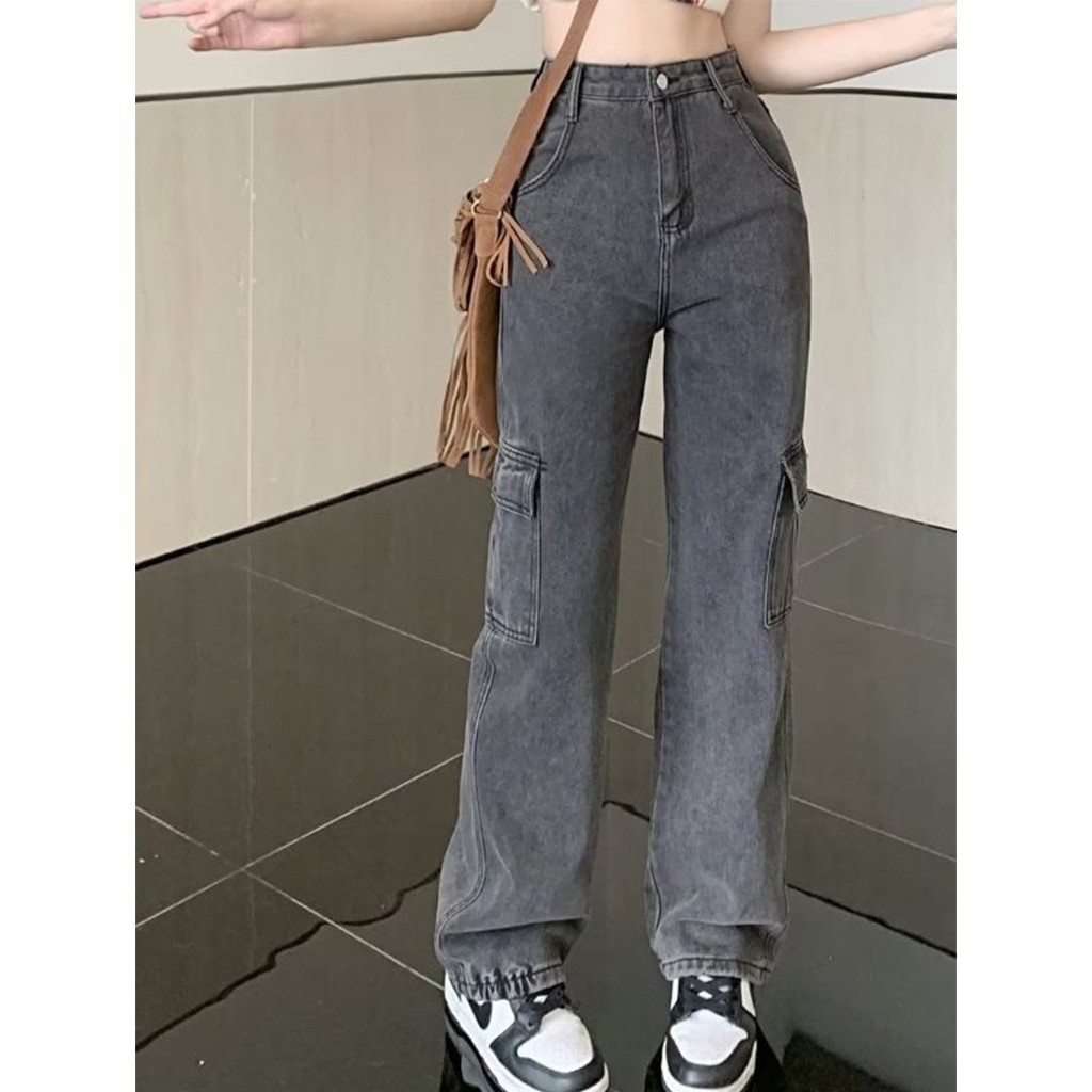 Quần Jean Nữ Túi Hộp Ống Suông Cạp Cao Chất Jean Demin Dày Dặn Phối Túi 2 Bên Phong Cách Hip Hop | BigBuy360 - bigbuy360.vn