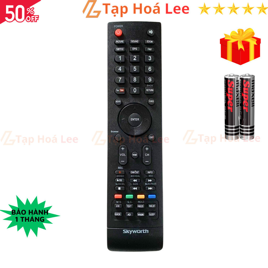  Remote điều khiển tivi SKYWORTH Mã 04 điều khiển TV COOCAA internet- Tặng kèm pin- Tap Hoa Lee 
