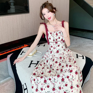 Váy 2 dây Váy trễ vai Váy đi biển Váy cottagecore Đầm dài Đầm ren hoa nữ sang trọng tuyệt đẹp eo hẹp mỏng hơn trông váy nghỉ trà