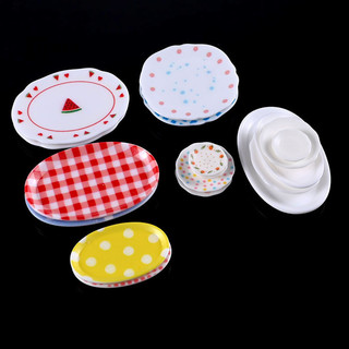 5 cái 1 / 12 nhà búp bê đĩa thực phẩm hoạt hình nhà búp bê đĩa nhà bếp mini trang trí búp bê phụ kiện nhà giả vờ chơi đồ chơi