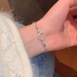 2024 Phong Cách Mới Mặt Trăng Ngôi Sao Zircon Vòng Tay Nữ Ánh Sáng Sang Trọng Niche Thiết Kế Tinh Tế Cảm Giác Có Thể Kéo Sinh Viên Bạn Gái Vòng Tay 20019