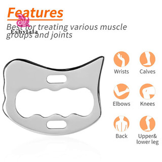 Eshylala Máy mát xa bằng thép không gỉ Gua Sha Máy cạo cơ Dụng cụ cạo kim loại Cơ thể Khăn giấy sâu Fascia Massage thư giãn mặt Định hình cơ thể