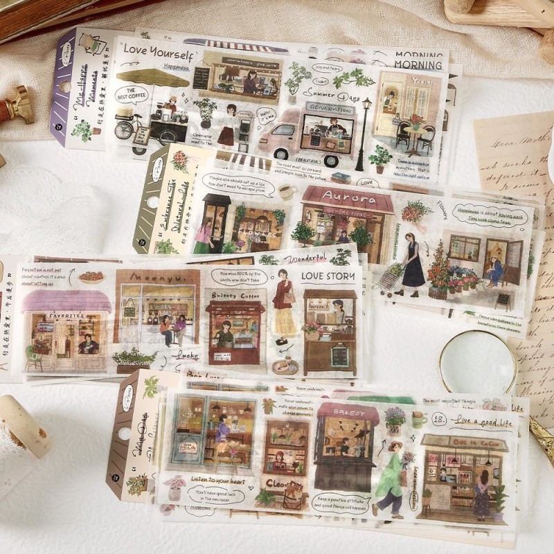 Mr. Paper 6 vé/túi Washi sticker Cửa hàng vẽ tay Hình dán hàng hóa nhàn nhã Tài liệu dán dán bàn tay sáng tạo DIY điện thoại di động Tấm thiệp điện tử Hình dán trang trí