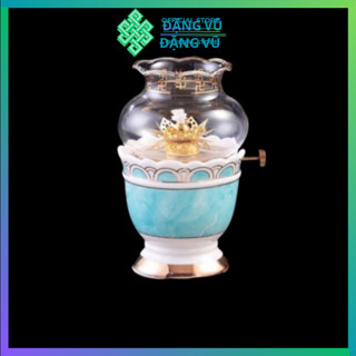  Đèn dầu sứ họa tiết đá hoa cương xanh - Phong Thuỷ Đặng Vũ 
