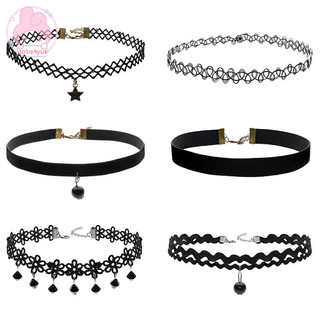 Aosunyuk 6 cái * nữ nhung đen vòng cổ choker cô gái ren choker hình xăm vòng cổ mặt dây chuyền en