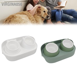 Virgina056 Bộ bát ăn bằng gốm cho thú cưng Cấp thực phẩm Bát nước đựng thức đôi chống văng chó mèo Mèo con và