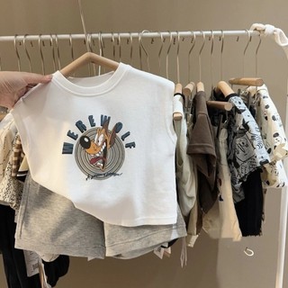 Nóng Phong Cách Mới Nhật Bản Trẻ Em Hàn Quốc Mùa Hè Nguyên Chất Cotton Không Tay Mặc Ngoài Áo Thun 2024 Phong Cách Mới Hoạt Hình In Áo Vest Mỏng Phong Cách Thời Trang Bé Trai Trẻ Em Hợp Thời Trang