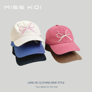 Misskoi  Phiên Bản Hàn Quốc ins Mũ Bóng Chày Nơ Ngọt Ngào Nữ Xuân Hè Niche Mềm Phù Hợp Với Mũ Hồng Nam