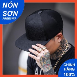 Nón Sơn Snapback đen trơn mỏ ngang bằng phong cách hip hop / Nón Snapback Nón Sơn chính hãng