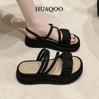 Huaqoo dép nữ dép sandal nữ đế cao Chất lượng cao Thoải mái Tự nhiên Đế chống trơn trượt FDL2450SF6 27Z240701