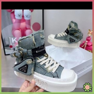 Giày thể thao Giày trắng Velcro Cover Toe Seaside Dệt