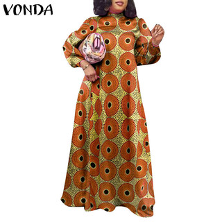 Váy in hình tay phồng cổ điển dành cho nữ VONDA