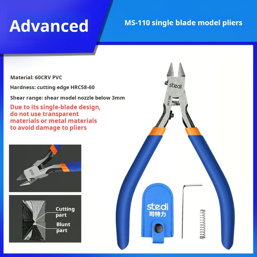 Kìm cắt cạnh đơn Stedi MS ‐ 110 cho Gunpla GK DIY Mecha Model Công cụ cửa mỏng Giới hạn kép Carbon c