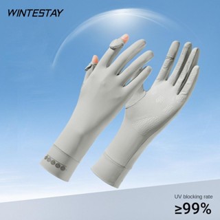 WINTESTAY Găng tay lụa băng , Găng tay chống nắng ngón tay lật màn hình cảm ứng, Găng tay lái xe có độ đàn hồi cao thoáng khí chống tia cực tím Unisex