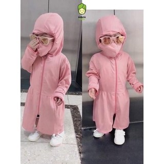 Áo Chống Nắng Dáng Dài Cho Bé Trai, Bé Gái KIMCHIBABY Vải Thông Hơi Mềm Mát, Áo Nắng Cho Bé Mặc Hè AKN402