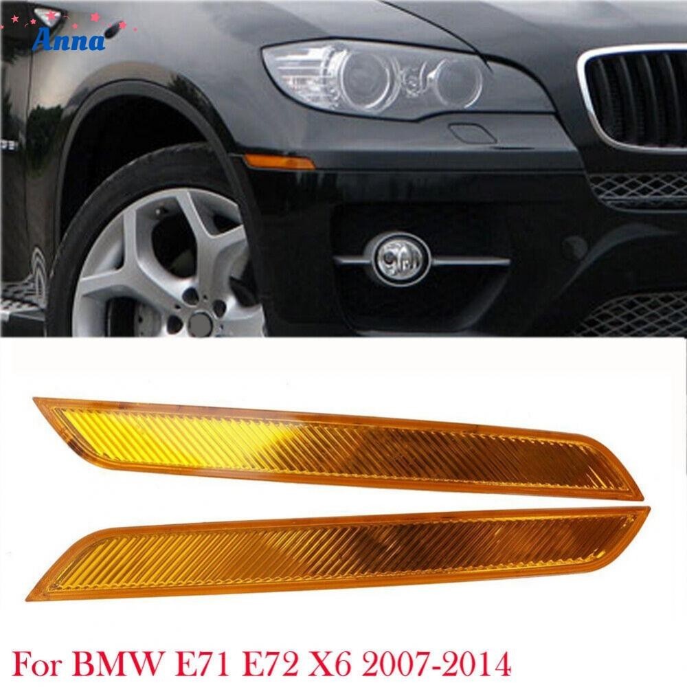 【Anna】Reflector Light Accessories Amber For BMW X6 E71 Front Bumper Fender 2pcs