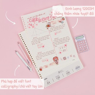 Ruột sổ refill còng caro mm klong a4 100 tờ 120gsm ms 553 giấy refill sổ còng ô caro khổ 7mm