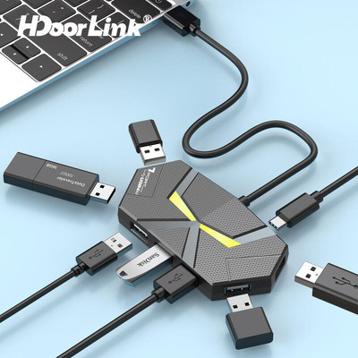 Hdoorlink USB Hub 2.0 7 Potrs Bộ Chia Tốc Độ Cao 5Gbps Dock Station Cho PC Laptop
