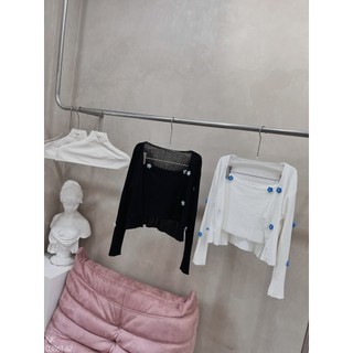 Set áo 2s + áo cadigan len hoa nổi