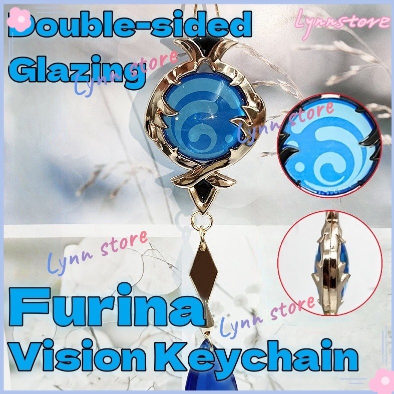 Genshin Impact VISION Fontaine FURINA VISION Móc khóa hai mặt trong suốt FOCALORS Sapphire Móc khóa 