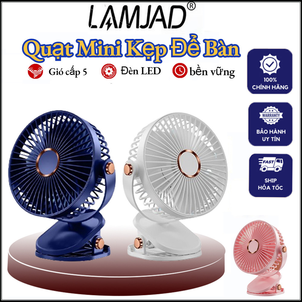 Quạt Mini Kẹp Để Bàn Cầm Tay Pin Sạc 10000 MAh, Xoay 720°, Sử Dụng Liên Tục 10 Giờ | BigBuy360 - bigbuy360.vn